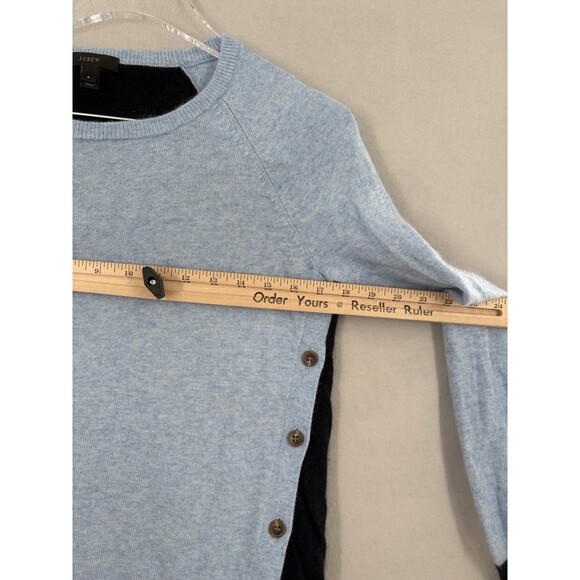 J Crew Sweater Womens Sm Blue Wool Angora Rabbit Blend Button Accent Elbow Patch - Picture 3 of 7